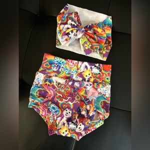 NEW Lisa frank bummie and bow set. Nb/0-3 months.